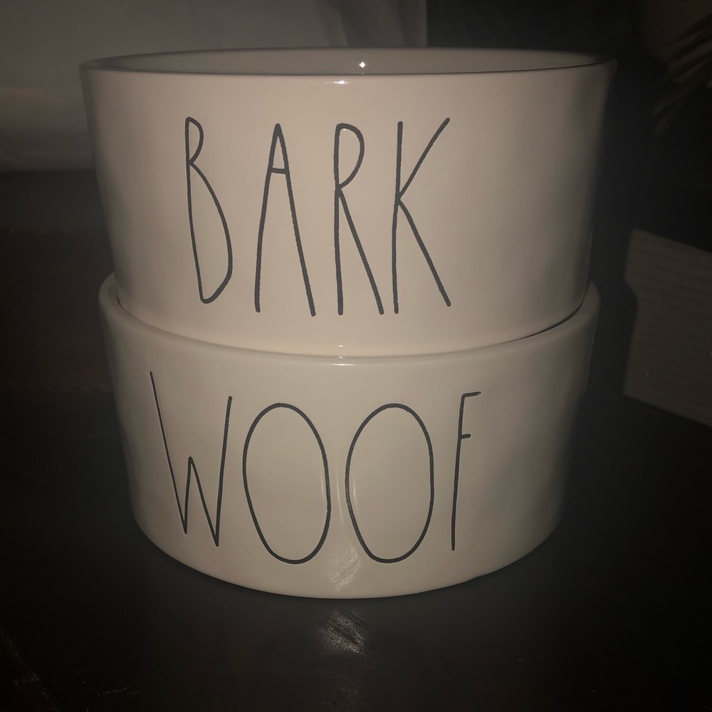 Rae Dunn Woof and Bark 6” diameter. $10 for pair